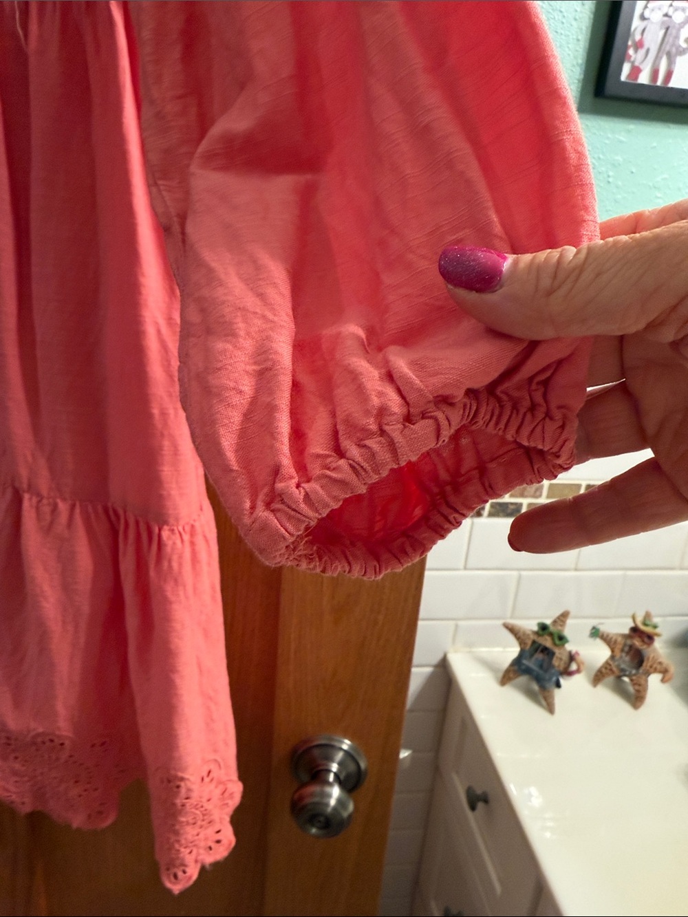 Old Navy Coral Lace-up Tiered Dress - Picture 4 of 6